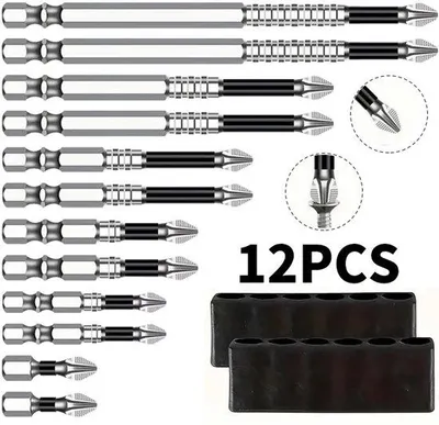 Image de Jeu de tournevis magnétiques Phillips à haute résistance - lot de 12 + 2 socles