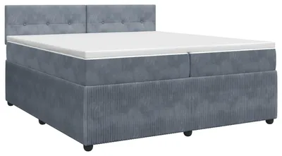 Image de vidaXL Lit boxspring avec matelas gris foncé 200 x 200 cm velours