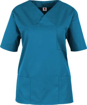 Produktbild von beb MEDIZIN/PFLEGE Damen KASACK Kurzarm V-Neck Baumwollmix Petrol XL