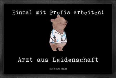 Produktbild von Mr. & Mrs. Panda Schmutzmatte Arzt Leidenschaft 40 x 60 cm - Schwarz - Geschenk, Arztpraxis, Schuhabstreifer, fußmatte, Medizinstudium, Fussmatte, Sauberlaufmatte