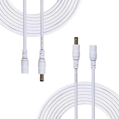 Image de Câble de rallonge blanc de 5 m, 5,5 mm x 2,1 mm, pour caméras de vidéosurveillance