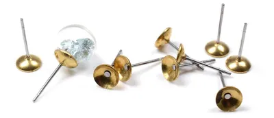 Produktbild von Vintageparts Ohrstecker 304 Edelstahl goldfarben für 10 mm Hohlperlen, 10 Stück