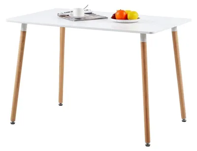 Productafbeelding van Eettafel, wit, beukenpoten, 110 x 70 x 74 cm, MDF