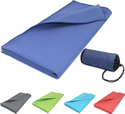 Produktbild von Sporthandtuch Mikrofaser, 90x180 cm, marine, mit praktischer Transporttasche