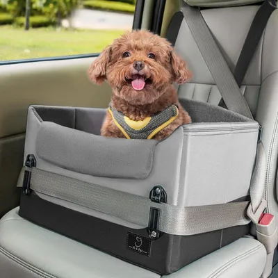 Immagine prodotto di Seggiolino per auto per cani di piccola taglia, pieghevole e lavabile, colore grigio, taglia S