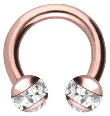 Produktbild von Ohrpiercing, Nasenpiercing, Septum Piercing Chirurgenstahl Hufeisenring EPOXY-RING-KUGELN + KRISTALLE Farbe: RoséGold + Kugelgröße: 3mm Innendurchmesser: 5mm + Stabstärke: 1,2mm