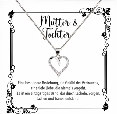 Produktbild von 22Feels Echt Silber Halskette - Liebe Mama Geschenk von Tochter Geburtstag und Muttertag Mutter Schmuck Set für Frauen - Herz Anhänger, Karte