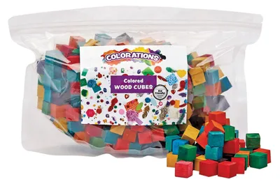 Productafbeelding van Colorations Houten bouwstenen speelgoed - Kleurrijke kubusset, 196 stuks