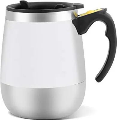 Produktbild von Tyenaza Edelstahl selbstführende Kaffeetasse, elektrische Magnetmischtasse, automatische Tasse Kaffee, Tee, heiße Schokolade (weiß)