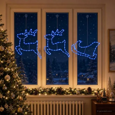 Obrázok produktu pre Vianočná dekorácia "Rentier a sánky" LOVIISA, 180 LED diód