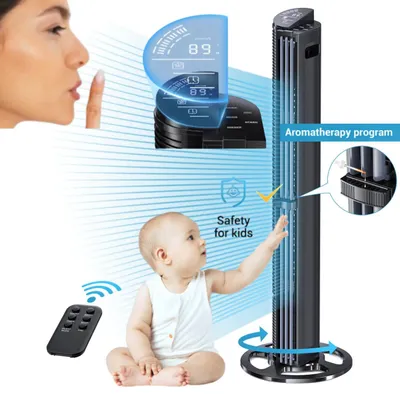 Immagine prodotto di Ventilatore a colonna | 75 W Ultra | Telecomando | Modalità Eco e Sleep | 6 velocità | Touchscreen digitale a LED