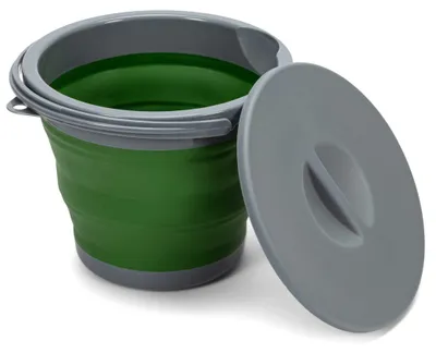 Image de Seau pliable - 5 litres avec couvercle - Gris vert