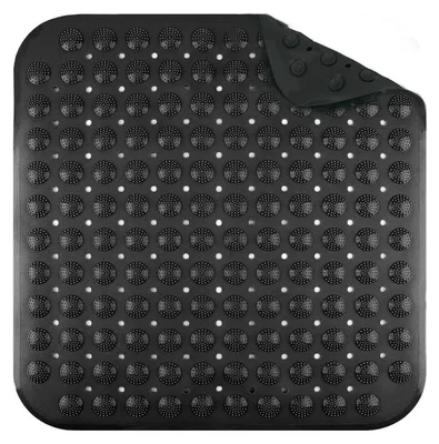 Image de Tapis de douche 48 x 48 cm, antidérapant, avec ventouses, lavable en machine, forme carrée, couleur noire