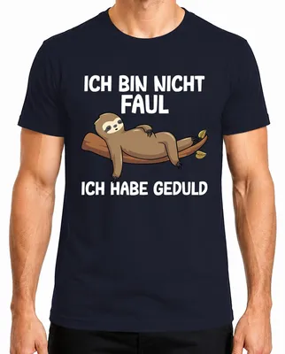 Imagen del producto de Camiseta para hombre, color azul marino, talla XXL. Diseño: "No soy perezoso, tengo paciencia". Idea de regalo divertida para amantes de los perezosos