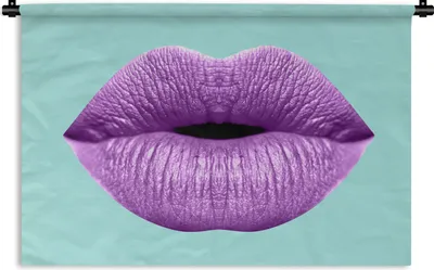 Produktbild von MuchoWow® Wandteppich Wandbehang Lippen - Pastell - Lila 150x100 cm Tapisserie Dekoration Wandtuch - Waschbar - Tapisserien - Wand-Decke