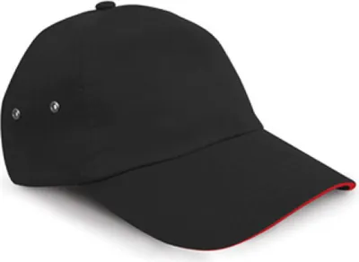 Produktbild von Result Headwear RC072XP | Printers Plush Baumwolle 5 Panel Cap / Kappe / Mütze / Hut - Farbe: Black/Red - Größe: One Size