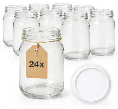 Produktbild von ART TWIST HOME Einmachgläser mit Schraubdeckel 24x 500 ml – Vorratsgläser Glasbehälter Vielseitige Robuste aus Dickem Glas - perfekt für Marmeladen Honig Säfte Gurken Konfitüren und Vorratshaltung