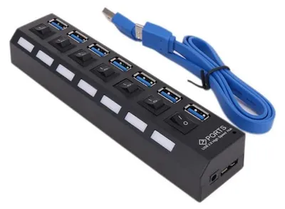Produktbild von 7-Port USB 3.0 Hub mit Einzelschaltern, High-Speed, DC-Strom, OTG für PC & Mac