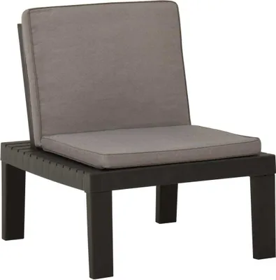 Immagine prodotto di The Living Store Sedia da giardino con cuscino in plastica grigio