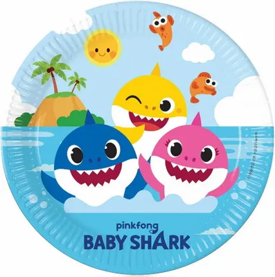 Produktbild von Papierteller Pappteller Papiertasse Party Tasse Baby Shark 8 Stück Godan
