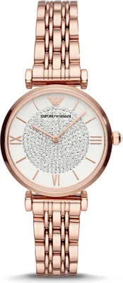 Image de La montre-bracelet pour femme EMPORIO ARMANI AR11244 en or rose est un accessoire de mode.