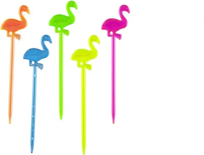 Productafbeelding van Jumadas – 50 stuksFlamingo-cocktailprikkersMeerdere kleurenKaasstokjes – Worststokjes – KnakworsthouderTropische decoratie, decoratie voor voedsel en snacks