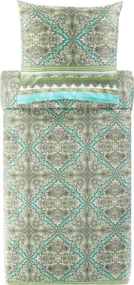 Produktbild von Bassetti Mako-Satin-Bettwäsche-Garnitur MARECHIARO Farbe V1 PISTAZIENGRÜN Größe 155x220 cm + 80x80 cm
