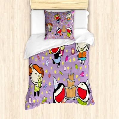 Produktbild von ABAKUHAUS Geburtstag Mantele, Kinder Geburtstag, Milbensicher Allergiker geeignet mit Kissenbezügen, 135 cm x 200 cm - 80 x 80 cm, Mehrfarbig