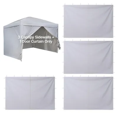 Produktbild von Seitenwände & Seitenplanen für Faltpavillon - 4er-Set - Für 3 x 3 m Pavillon - Wasserfest - Polyurethanbeschichtet mit UV-Schutz & Sonnenschutz - Mit Reißverschlusstür - Weiß
