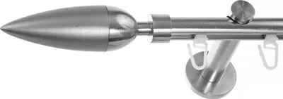 Produktbild von BASIT® Innenlauf Gardinenstange Edelstahl Look 16mm Wandträger 1-läufig modern Spitze H70 E10