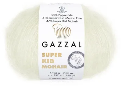 Produktbild von Wolle Gazzal Super Kid Mohair 64414 gebrochenes Weiß - Stricken & Häkeln