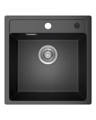 Produktbild von ANYCEE MAX Granitspüle Schwarz 45x46 cm, 1 Becken Einbauspüle, 80% Quarzsand Waschbecken Küche inkl Siphon,  für Unterschränke ab 45 cm Breite