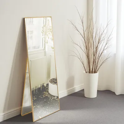 Produktbild von INONEFT Ganzkörperspiegel 150×40 cm,  Bruchsicher Spiegel  Hängend oder Lehnend an die Wand, für Schlafzimmer, Wohnzimmer Ankleidezimmer, Gold