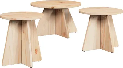 Image de Table basse 3 pcs Naturel