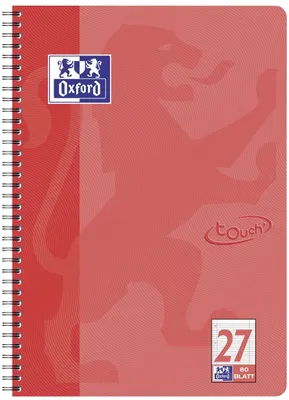 Zdjęcie produktu dla Oxford 400086493 College Pad Touch Lin.27 - A4, 80 kartek, 90 g/m², 4 otwory, koralowy