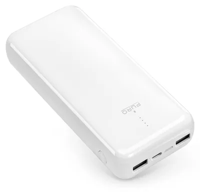 Produktbild von Power Bank 20000 mAh mit zwei USB-A-Anschlüssen und einem USB-C-Schnellladeanschluss – inklusive Kabel