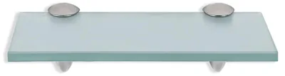 Produktbild von Vigevee Glasregal 30 x 10 cm mit Halterungen, Milchglas Wandregal als Badregal, Glasboden Ablage für Bad, Küche und Wohnzimmer