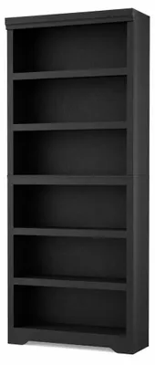 Produktbild von Bücherregal mit 6 offenen Fächern, freistehend, Breite 80 cm (Modell W800), MDF, schwarze Strukturoptik
