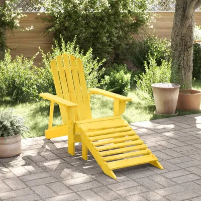 Produktbild von Design Adirondack-Stuhl mit Fußstütze Gelb Massivholz Tanne, Gartenstühle 2024 Neu