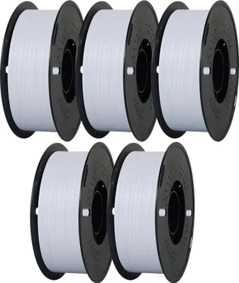 Produktbild von 5 Stk KINGROON PETG 3D Drucker Filament 1,75 mm 5 kg Hohe Festigkeit Leicht zu Drucken Umweltfreundlich Blasenfrei Glatt Präzise, Weiß
