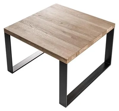 Obrázek produktu pro Moderní čtvercový konferenční stolek s dřevěnou deskou a kovovým podnožím