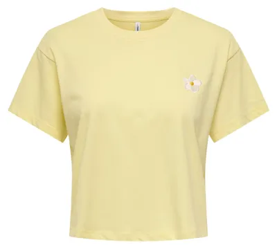 Produktbild von ONLY Damen T-Shirt - ONLBRIANNA LIFE O-NECK TOP BOX, Rundhals, Cropped, Regular Fit, Baumwolle Gelb XS