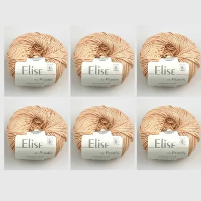 Obrázek produktu pro 6x Elise by Permin – příze z bavlny a kašmíru (25 g/115 m) (29 meruňkových odstínů)