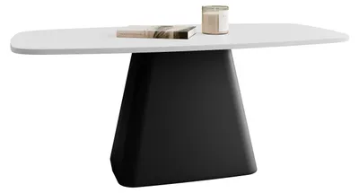 Produktbild von MIRJAN24 Couchtisch Noa, Wohnzimmer Kaffeetisch, Basis aus Stahl (Farbe: Schwarz / Arktisches Weiß)
