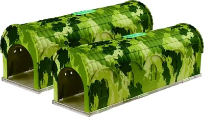 Produktbild von RatzFatz® 2er-Set Premium Mausefalle Lebend Lebendfalle Wiederverwendbar. Camouflage, Außen und Innen, Innovativer Mechanismus, Modell Rambo MBC-02