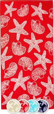 Produktbild von Strandlaken, 100% Baumwolle, 90x180 cm, rot mit Meerestieren