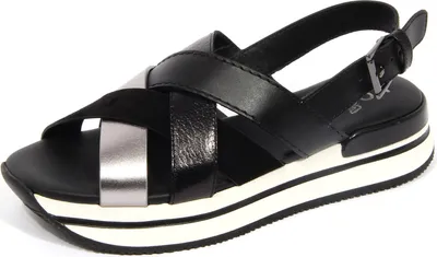 Produktbild von G4808 sandalo donna HOGAN black/silver leather sandal woman