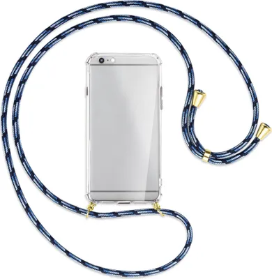Produktbild von Handykette Backcover-Schutzhülle mit Band (Metall goldfarben) für Apple iPhone 6 Plus - Blautöne