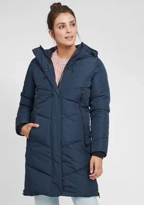 Produktbild von Oxmo OXJuna Damen Wintermantel Parka Mantel mit Kapuze Gummizug Reißverschlusstaschen Seiten-Reißverschlüsse Regular fit