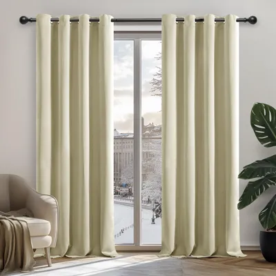 Produktbild von Deconovo Vorhang Verdunkelung Wohnzimmer Blickdicht Gardinen mit Ösen Beige